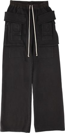 Rick Owens Wide-Leg Black Trousers with Elastic Waistband and Utility Pockets