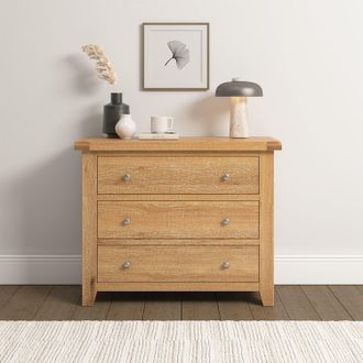Seconique Windsor 3 Drawer Chest (Fully Assembled) in Light Oak