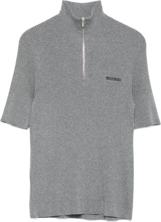 Miu Miu Zip-Up Polo Shirt - Womens - Cotton