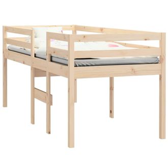 vidaXL Cama Alta Madera Maciza De Pino 90x190 Cm Vidaxl