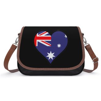 Generic Australia Heart Flag Crossbody Bags for Women Fashion Leather Shoulder Handbags With Adjustable Strap