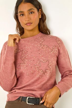 Roman Sparkly Star Detail Crew Neck Jumper