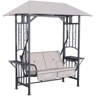 OUTSUNNY Outdoor Garden 2 Seater Canopy Swing Seat Porch Loveseat Hammock Chair