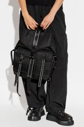 Ganni Backpack With Logo Patch, Womens, Black