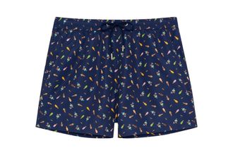HOM Mens Short de Bain Summer Swim Briefs, Navy Print, S