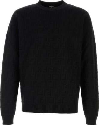 Fendi Maglione in cotone con motivo FF - Nero