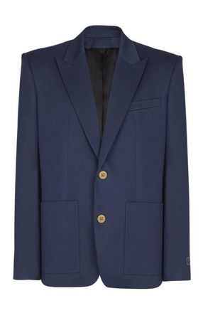 Balmain Cotton twill 2-button jacket in Navy at Nordstrom, Size 48 It