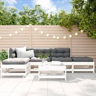 vidaXL Juego De Muebles De Jard&iacute;n 6 Piezas Madera Maciza Pino Blanco Vidaxl