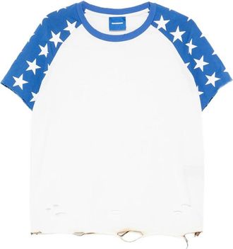 Dagger Star-print Distressed T-shirt
