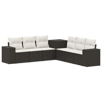 vidaXL Set Di Divani 7 Pz Nero E Bianco Crema Vidaxl