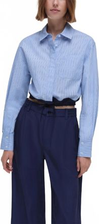 Jonathan Simkhai Adryck Shirt In Harbour Blue Stripe