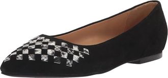 Trotters Estee Flats Womens Black Suede Snake Print Slip On VER1556