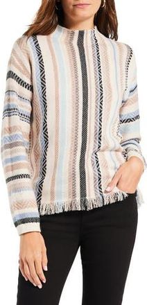 Nic+Zoe Early Frost Stripe Cotton Blend Sweater in Neutral Multi at Nordstrom Rack, Size X-Small