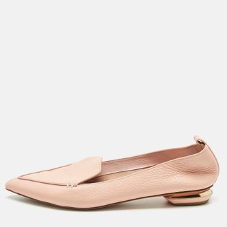 Nicholas Kirkwood Peach Leather Beya Pointed Toe Loafers Size 40.5