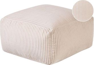 Beliani Puf De Pana Beige 50 X 30 Cm Bolas Eps Reposapi&eacute;s Relleno S&oacute;lido Mukki