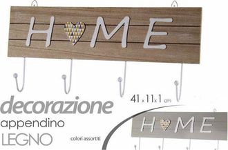 Trade Shop Trade Shop - Appendino Appendi Abiti Da Parete Legno Gancio A 4 Decoro Home 41x11x1cm 745693