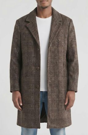 Bagatelle Houndstooth Topcoat in Charcoal/mocha Plaid at Nordstrom, Size X-Large