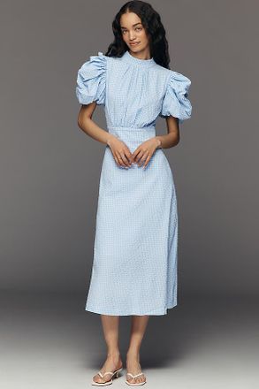 English Factory Puff-Sleeve Midi Dress
