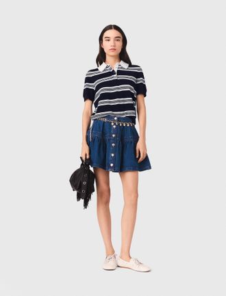 Maje Short Denim Skirt - Blue - Maje