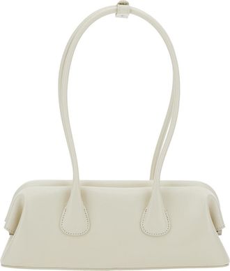 Osoi Womens Shoulder Bag Boat Wide Mini White Leather Cow