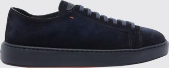 Santoni Sneakers low top in pelle liscia e scamosciata con logo impresso