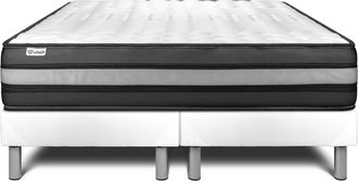 VITALIT Vitalit - Base Tapizada Blanco + Colch&oacute;n Con Espuma Viscoel&aacute;stica 2x100x200