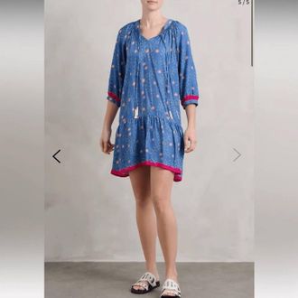Natalie Martin Silk Floral Mini Dress In Pink/ Blue