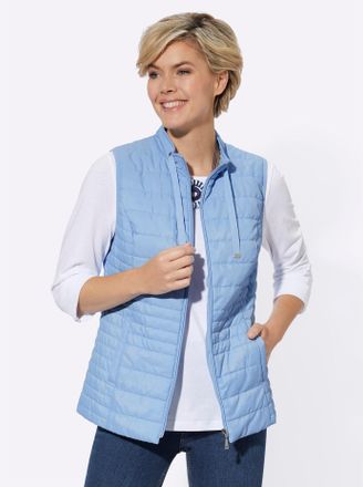 Casual Looks Steppweste CASUAL LOOKS, Damen, Gr. 36, blau (eisblau), 100% Polyester, unifarben, Westen Steppweste