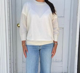 0039 Italy Amanda Open Knit Sweater In Ivory
