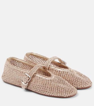 Alaia Ala&iuml;a Metallic mesh ballet flats