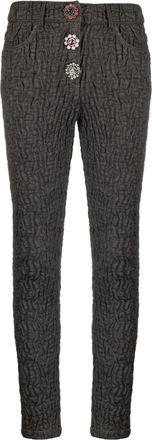 Moschino textured cropped trousers - women - Cotton/Elastane/Polyester - 40 - Black