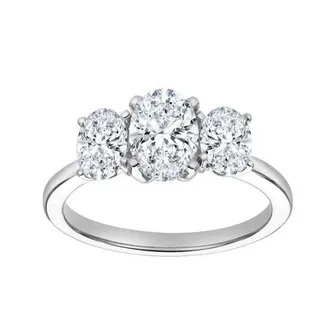 LuvMyJewelry Delila 14K Gold Oval Cut Lab Grown Diamond Trinity Ring - 2 ct in 14K White Gold at Nordstrom, Size 6.5