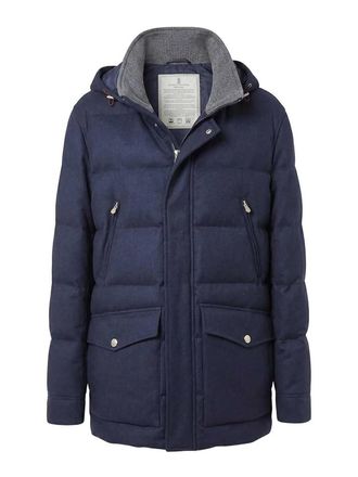 Brunello Cucinelli Bonded Wool Flannel Down Parka