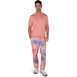 Lords of Harlech Mens Merino Silk Cashmere Polo in Fresh Pink at Nordstrom, Size Xx-Large