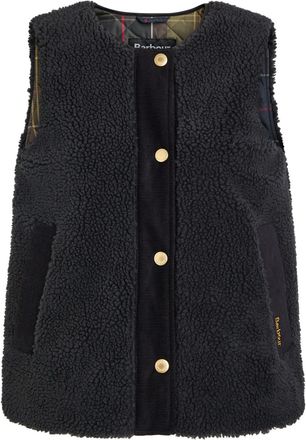 Barbour Dulsie Corduroy-trim Fleece Gilet - Black - 14 (UK14 / L)