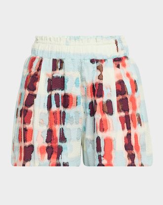 Silvia Tcherassi Giorgio Printed Cotton-Stretch Pull-On Shorts