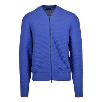 Drumohr Bomber Jackets, male, Blue, Size: 3XL Cardigan con zip