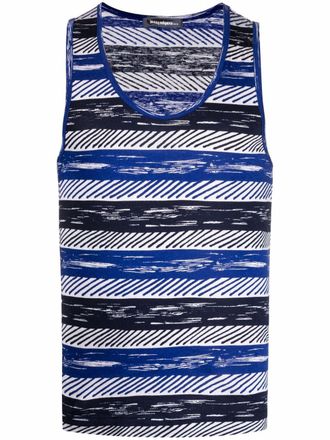 Issey Miyake 1980s gestreepte tanktop - Blauw