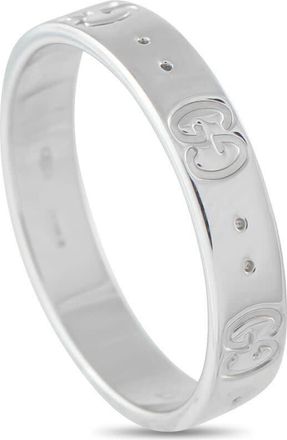 Gucci Pre-Owned Gucci Icon 18K White Gold Ring GU19 100925