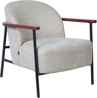 Oviala Oviala - Sillón relax en acero, madera y tela beige