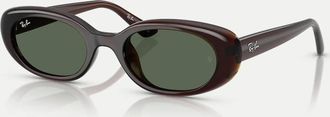 Ray-Ban Rb4441d - Occhiali da sole rettangolari marrone trasparente con lenti verdi