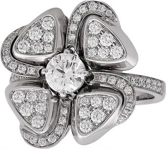 Bulgari 18k White Gold Diamond Fiorever Ring, Size 50