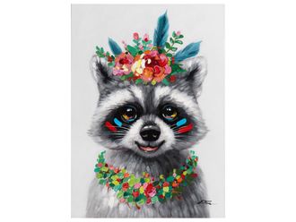 Schubiger M&ouml;bel Bild Waschb&auml;r mit Blumendekoration