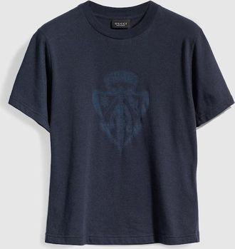 Gucci Cotton Jersey T-shirt With Print, Blue