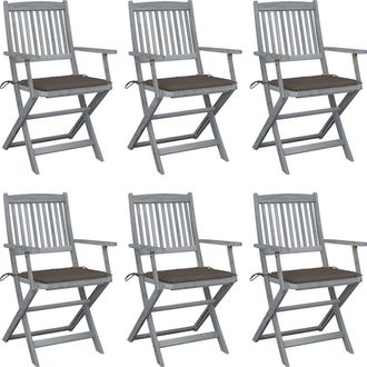 vidaXL Sillas De Jard&iacute;n Plegables 6 Uds Cojines Madera Maciza Acacia Vidaxl
