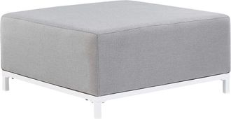 Beliani Otomana De Poli&eacute;ster Gris Claro Blanco 83 X 83 Cm Reposapi&eacute;s Patas Metal Rovigo