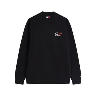 Tommy Jeans Logo Regular Crew Neck Sweatshirt - Heren - Sweatshirts & Hoodies - Zwart - Maat: XL Katoen