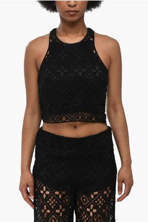 Off-white Crochet Crop Top With Lining size 38