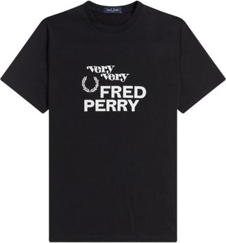 Fred Perry T-shirt met print - Heren - T-shirts - Zwart - L - Katoen - Tops