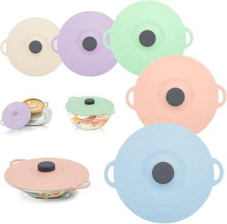 OEM Allecta, Tapas Reutilizables De Silicona Con Ventosa Para Cocina, Juego De 5, Resistentes Al Calor, A Prueba De Polvo, 5 Tama&ntilde;os Y Colores